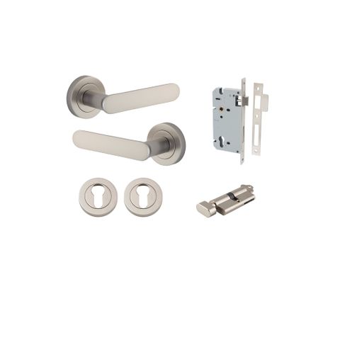 Iver TRA0339KENTR60KT Bronte Door Lever Euro Round Rose Entry Cyl/Turn SN