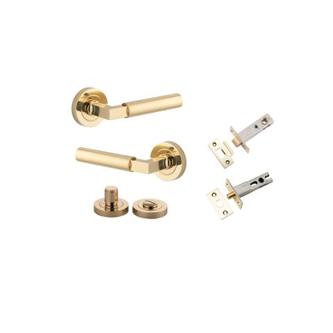 Iver TRA0340KPRIV60 Berlin Door Lever Round Rose Privacy Kit PB
