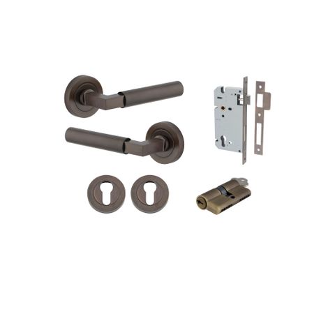 Iver TRA0341KENTR60KK Berlin Door Lever Round Rose Entry Cyl/Cyl SB
