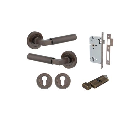 Iver TRA0341KENTR60KT Berlin Door Lever Euro Round Rose Entry Cyl/Turn SB