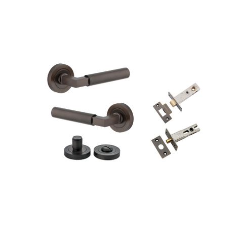 Iver TRA0341KPRIV60 Berlin Door Lever Round Rose Privacy Kit SB