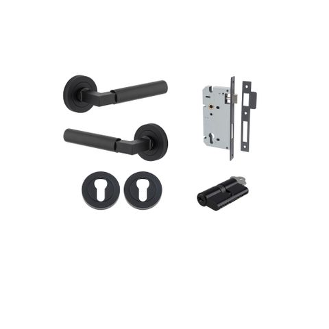 Iver TRA0343KENTR60KK Berlin Door Lever Round Rose Entry Cyl/Cyl MB