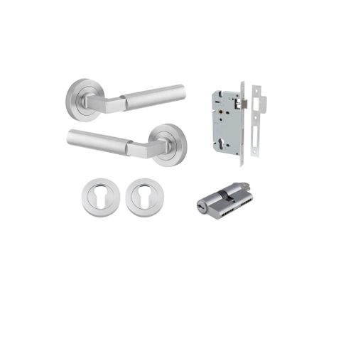 Iver TRA0345KENTR60KK Berlin Door Lever Round Rose Entry Cyl/Cyl Bc