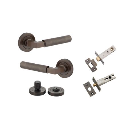 Iver TRA0351KPRIV60 Brunswick Door Lever Round Rose Privacy Kit SB