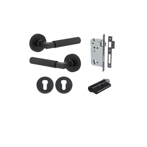 Iver TRA0353KENTR60KK Brunswick Door Lever Round Rose Entry Cyl/Cyl MB