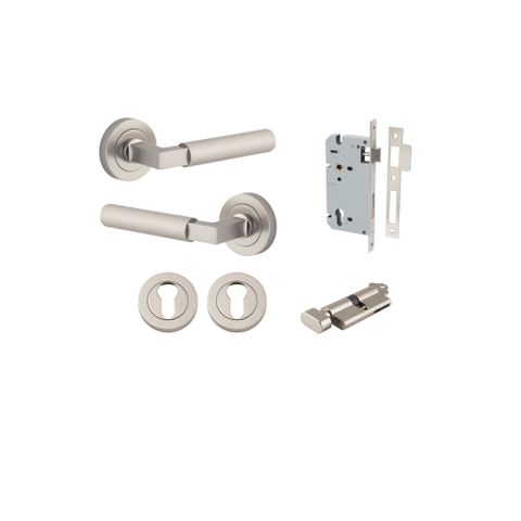 Iver TRA0359KENTR60KT Brunswick Door Lever Euro Round Rose Entry Cyl/Turn SN