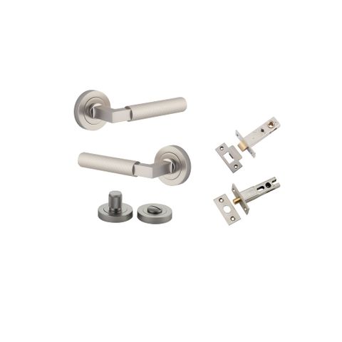 Iver TRA0359KPRIV60 Brunswick Door Lever Round Rose Privacy Kit SN