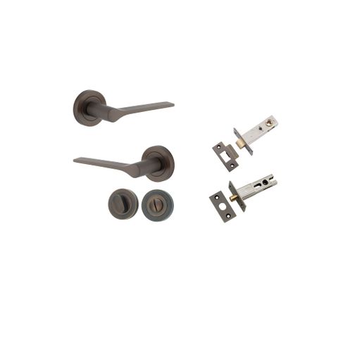 Iver TRA0361KPRIV60 Como Door Lever Round Rose Privacy Kit SB
