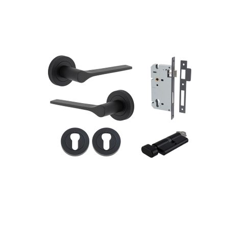 Iver TRA0363KENTR60KT Como Door Lever Euro Round Rose Entry Cyl/Turn MB