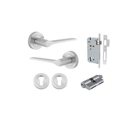 Iver TRA0365KENTR60KK Como Door Lever Round Rose Entry Cyl/Cyl Bc