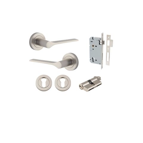 Iver TRA0369KENTR60KK Como Door Lever Round Rose Entry Cyl/Cyl SN