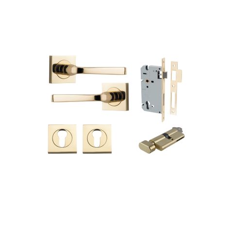 Iver Annecy Square Rose Entrance Lever Kit (Key/Turn)