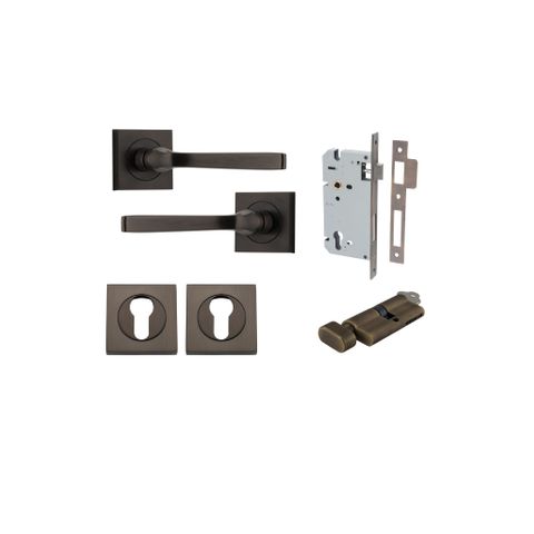 Iver TRA0391KENTR60KT Annecy Door Lever Euro Square Rose Entry Cyl/Turn SB
