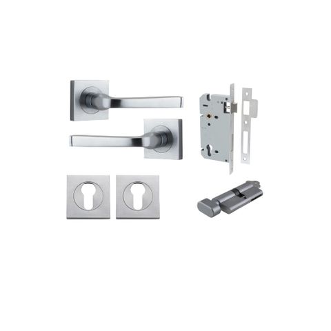 Iver TRA0395KENTR60KT Annecy Door Lever Euro Square Rose Entry Cyl/Turn Bc