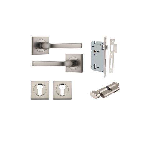 Iver TRA0399KENTR60KT Annecy Door Lever Euro Square Rose Entry Cyl/Turn SN