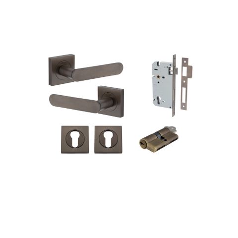 Iver TRA0401KENTR60KK Bronte Door Lever Square Rose Entry Cyl/Cyl SB