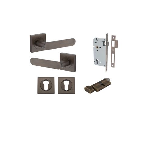 Iver TRA0401KENTR60KT Bronte Door Lever Euro Square Rose Entry Cyl/Turn SB