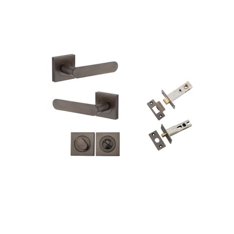 Iver TRA0401KPRIV60 Bronte Door Lever Square Rose Privacy Kit SB