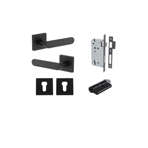 Iver TRA0403KENTR60KK Bronte Door Lever Square Rose Entry Cyl/Cyl MB