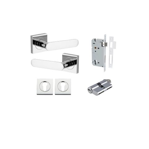 Iver TRA0404KENTR60KK Bronte Door Lever Square Rose Entry Cyl/Cyl PC