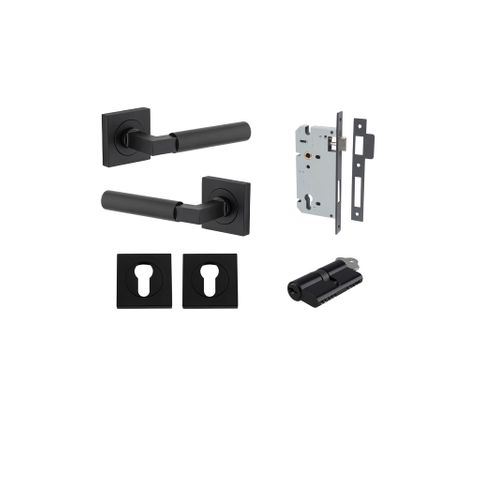 Iver TRA0413KENTR60KK Berlin Door Lever Square Rose Entry Cyl/Cyl MB