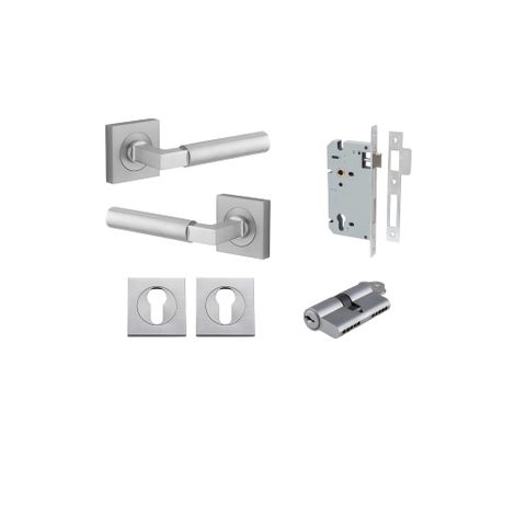 Iver TRA0415KENTR60KK Berlin Door Lever Square Rose Entry Cyl/Cyl Bc