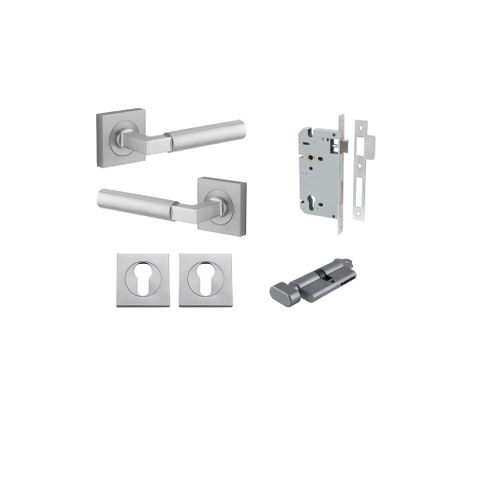 Iver TRA0415KENTR60KT Berlin Door Lever Euro Square Rose Entry Cyl/Turn Bc