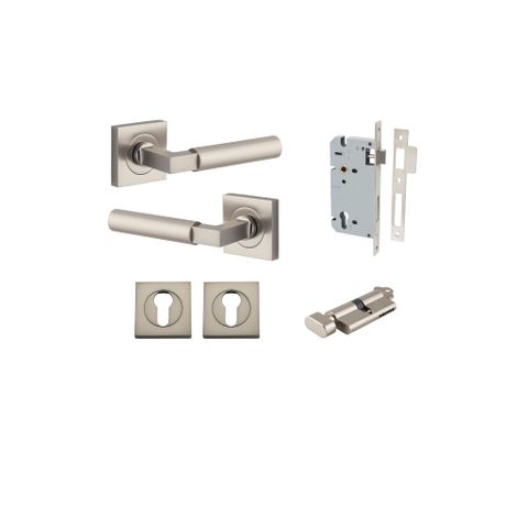 Iver TRA0419KENTR60KT Berlin Door Lever Euro Square Rose Entry Cyl/Turn SN