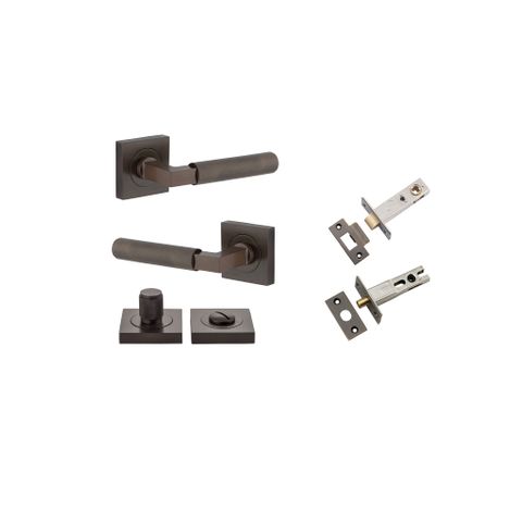 Iver TRA0421KPRIV60 Brunswick Door Lever Square Rose Privacy Kit SB