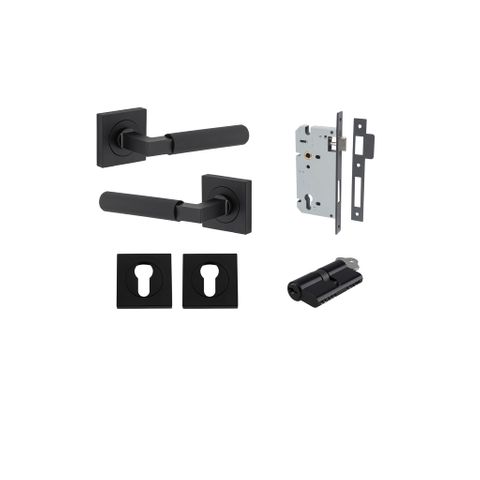 Iver TRA0423KENTR60KK Brunswick Door Lever Square Rose Entry Cyl/Cyl MB