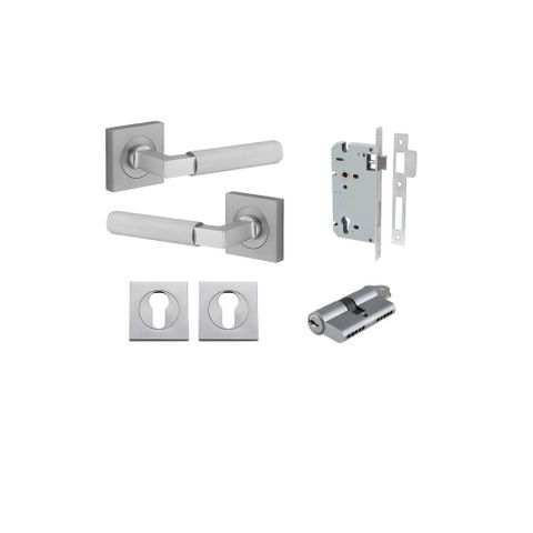 Iver TRA0425KENTR60KK Brunswick Door Lever Square Rose Entry Cyl/Cyl Bc