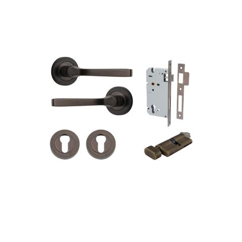 Iver TRA0321KENTR60KT Annecy Door Lever Euro Round Rose Entry Cyl/Turn SB