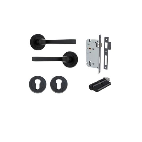 Iver TRA0323KENTR60KK Annecy Door Lever Round Rose Entry Cyl/Cyl MB