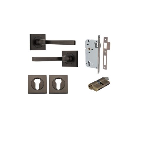 Iver TRA0391KENTR60KK Annecy Door Lever Square Rose Entry Cyl/Cyl SB