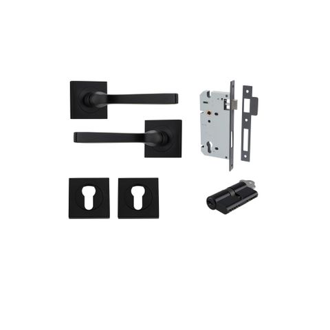 Iver TRA0393KENTR60KK Annecy Door Lever Square Rose Entry Cyl/Cyl MB