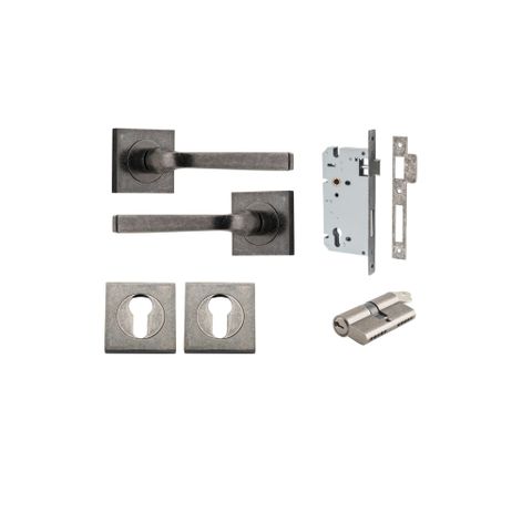 Iver TRA0397KENTR60KK Annecy Door Lever Square Rose Entry Cyl/Cyl Dn