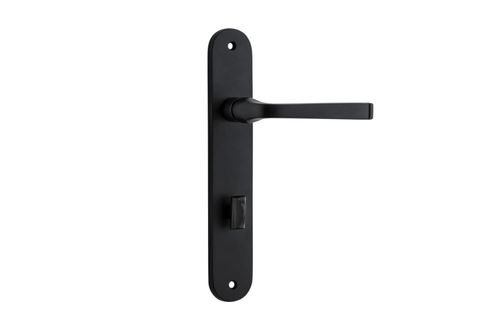 Door TRA12732P85 Lever Annecy Oval Privacy Mb Ctc85mm H240xw40xp62mm