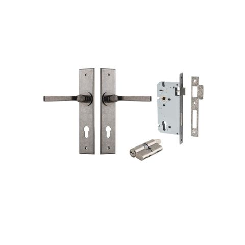 Door TRA13788KENTR60KK Lever Annecy Chamfered Euro Pair Distressed Nickel