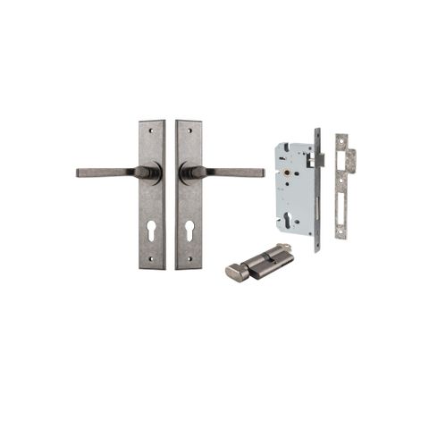 Door TRA13788KENTR60KT Lever Annecy Chamfered Euro Pair Distressed Nickel