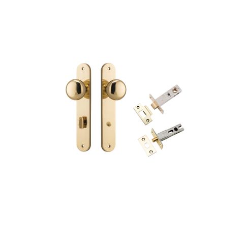 Iver Cambridge Knob Oval Plate Furniture Privacy Kit W/ Latch