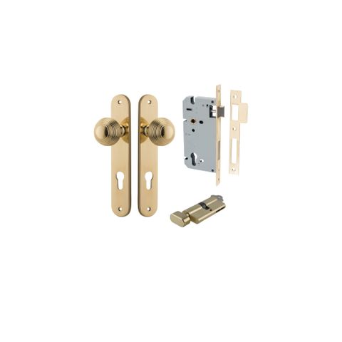 Iver Guildford Knob Oval Plate Furniture Entrance Kit (Key/Turn)