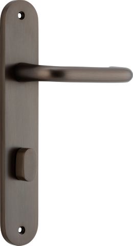 Door TRA10846P85 Lever Oslo Oval Privacy Sb Ctc85mm H240xw40xp57mm
