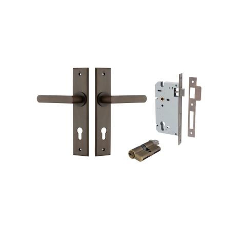 Iver Osaka Lever Chamfered Plate Furniture Entrance Kit (Key/Key)
