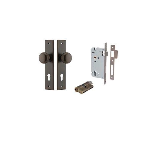 Iver Cambridge Knob Chamfered Plate Furniture Entrance Kit (Key/Key)