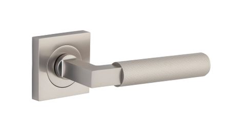 Door TRA0429 Lever Brunswick Knurled Square Rose Pair Satin Nickel