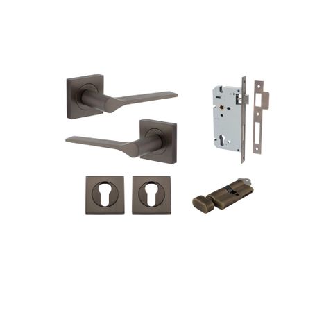 Iver TRA0431KENTR60KT Como Door Lever Euro Square Rose Entry Cyl/Turn SB