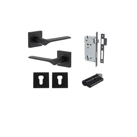 Iver TRA0433KENTR60KK Como Door Lever Square Rose Entry Cyl/Cyl MB