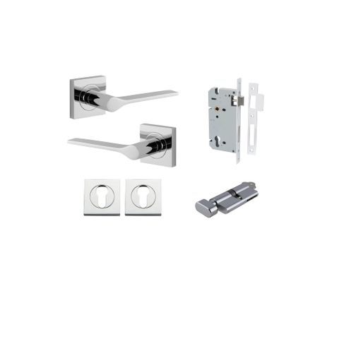 Iver TRA0434KENTR60KT Como Door Lever Euro Square Rose Entry Cyl/Turn PC