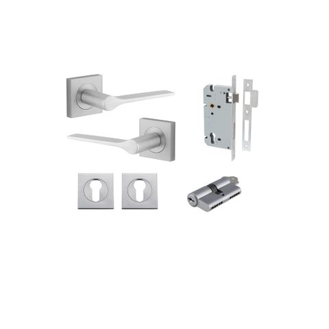 Iver TRA0435KENTR60KK Como Door Lever Square Rose Entry Cyl/Cyl Bc