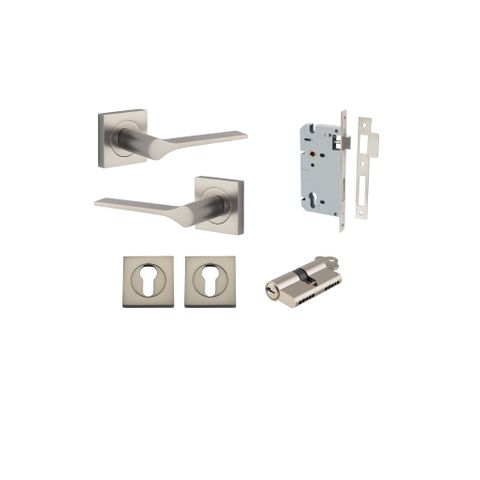 Iver TRA0439KENTR60KK Como Door Lever Square Rose Entry Cyl/Cyl SN